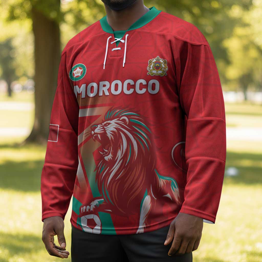 Custom Morocco WC Football 2026 Hockey Jersey Go Champions Lion Spirit - Wonder Print Shop