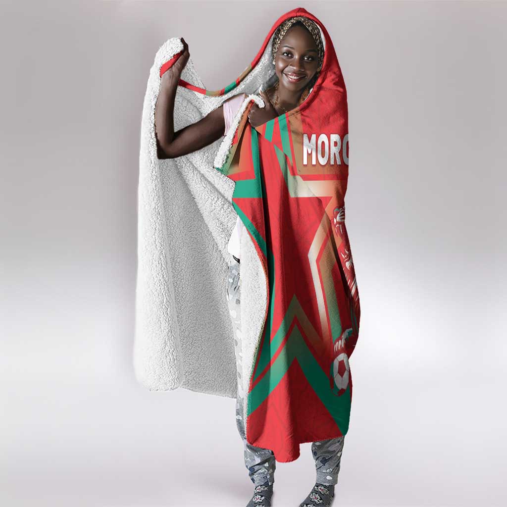 Morocco WC Football 2026 Hooded Blanket Go Champions Lion Spirit - Wonder Print Shop