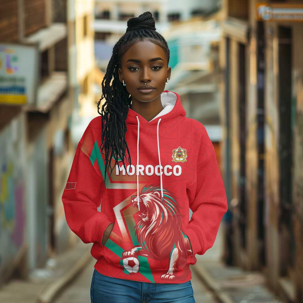 Custom Morocco WC Football 2026 Hoodie Go Champions Lion Spirit - Wonder Print Shop