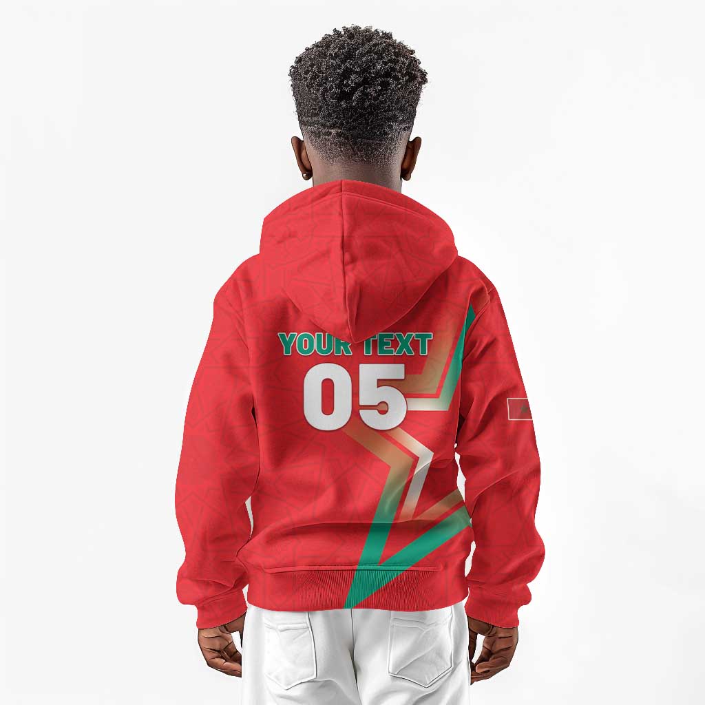 Custom Morocco WC Football 2026 Kid Hoodie Go Champions Lion Spirit - Wonder Print Shop
