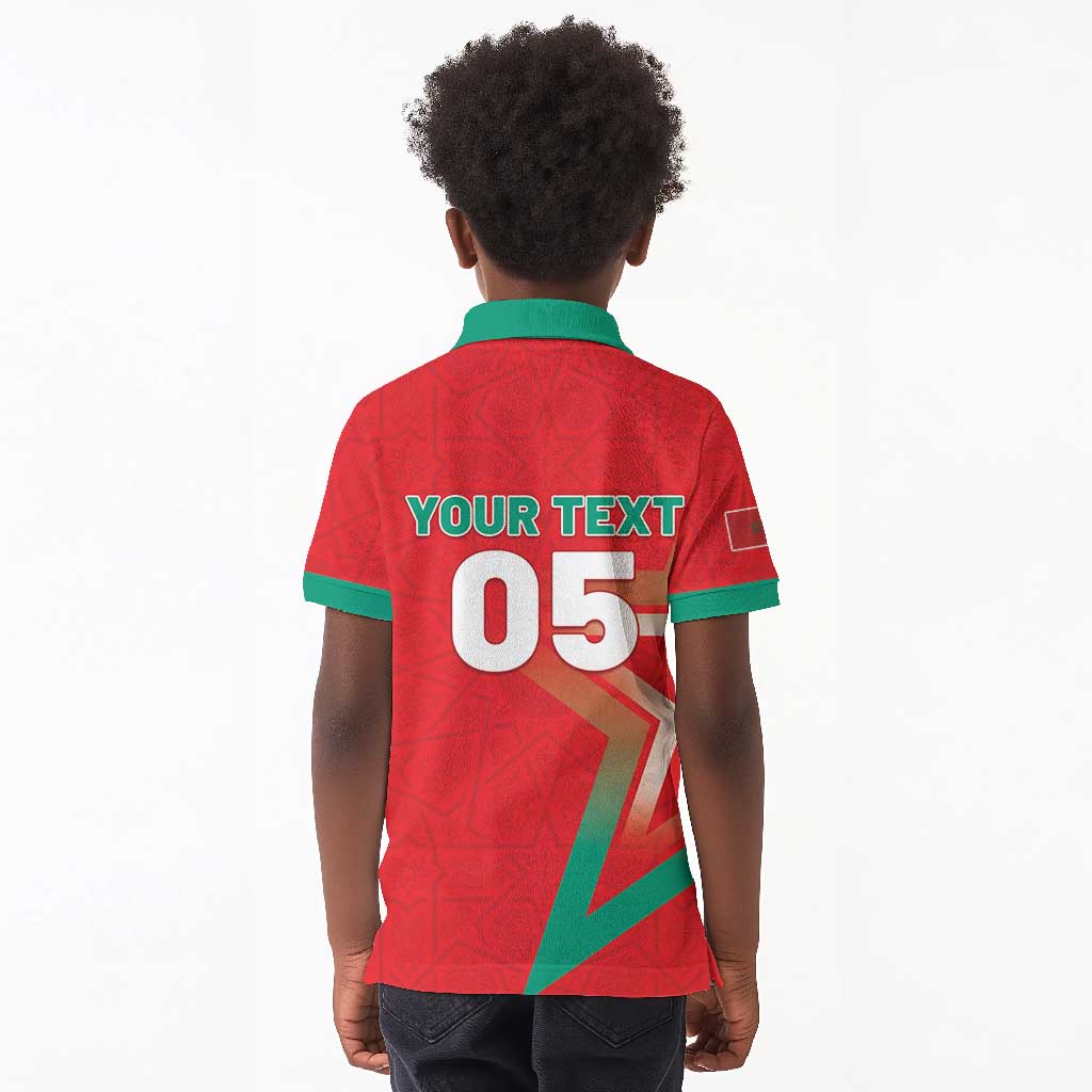 Custom Morocco WC Football 2026 Kid Polo Shirt Go Champions Lion Spirit LT05