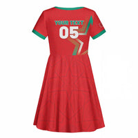 Custom Morocco WC Football 2026 Kid Short Sleeve Dress Go Champions Lion Spirit LT05