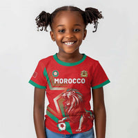 Custom Morocco WC Football 2026 Kid T shirt Go Champions Lion Spirit LT05