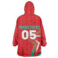 Custom Morocco WC Football 2026 Kid Wearable Blanket Hoodie Go Champions Lion Spirit - Wonder Print Shop