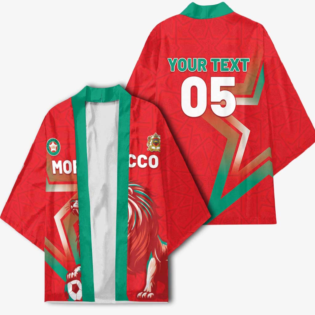 Custom Morocco WC Football 2026 Kimono Go Champions Lion Spirit - Wonder Print Shop