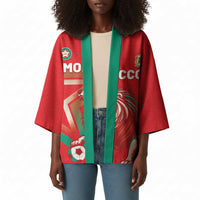 Custom Morocco WC Football 2026 Kimono Go Champions Lion Spirit - Wonder Print Shop