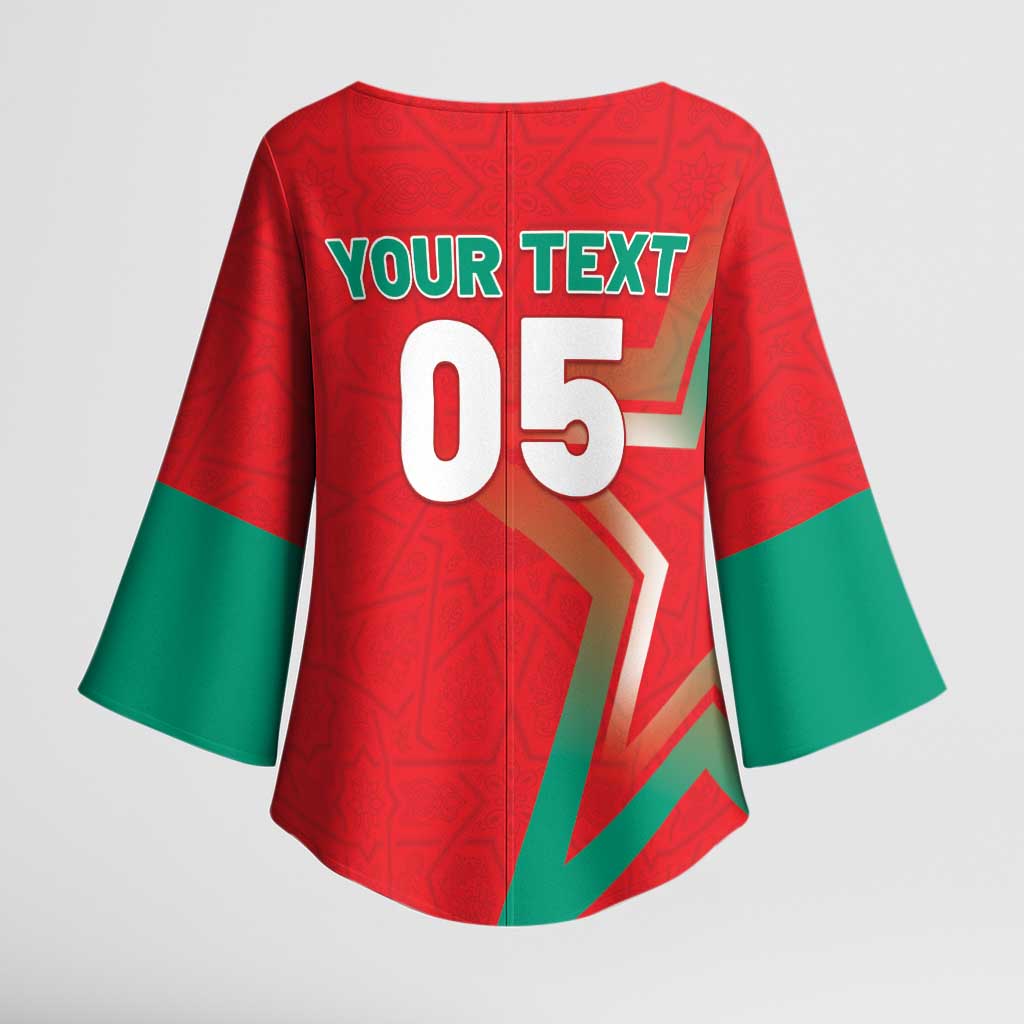 Custom Morocco WC Football 2026 Kimono Sleeve Blouse Go Champions Lion Spirit - Wonder Print Shop