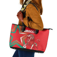 Morocco WC Football 2026 Leather Tote Bag Go Champions Lion Spirit - Wonder Print Shop