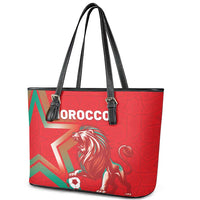 Morocco WC Football 2026 Leather Tote Bag Go Champions Lion Spirit - Wonder Print Shop