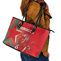 Morocco WC Football 2026 Leather Tote Bag Go Champions Lion Spirit - Wonder Print Shop