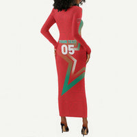 Custom Morocco WC Football 2026 Long Sleeve Bodycon Dress Go Champions Lion Spirit - Wonder Print Shop