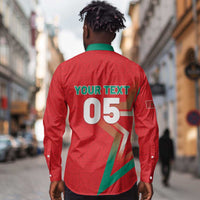 Custom Morocco WC Football 2026 Long Sleeve Button Shirt Go Champions Lion Spirit - Wonder Print Shop