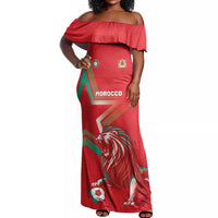 Custom Morocco WC Football 2026 Off Shoulder Maxi Dress Go Champions Lion Spirit - Wonder Print Shop