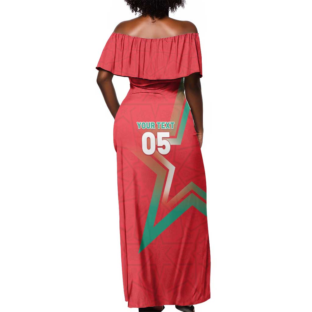 Custom Morocco WC Football 2026 Off Shoulder Maxi Dress Go Champions Lion Spirit - Wonder Print Shop