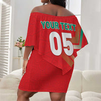 Custom Morocco WC Football 2026 Off Shoulder Short Dress Go Champions Lion Spirit - Wonder Print Shop