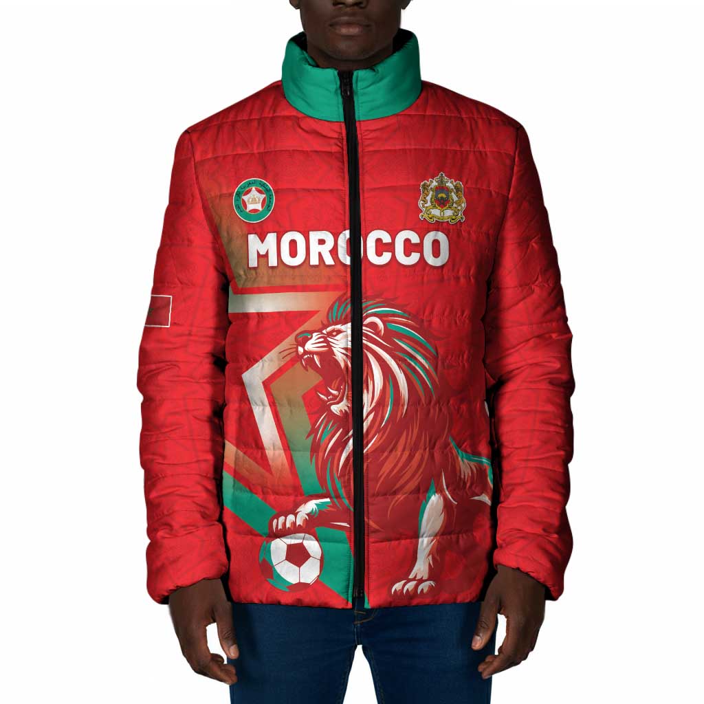 Custom Morocco WC Football 2026 Padded Jacket Go Champions Lion Spirit - Wonder Print Shop