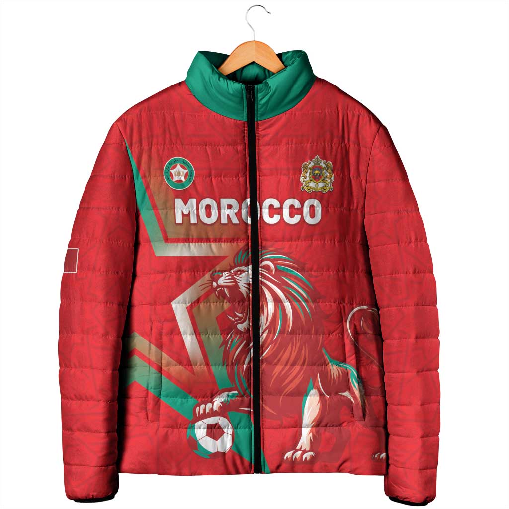 Custom Morocco WC Football 2026 Padded Jacket Go Champions Lion Spirit - Wonder Print Shop