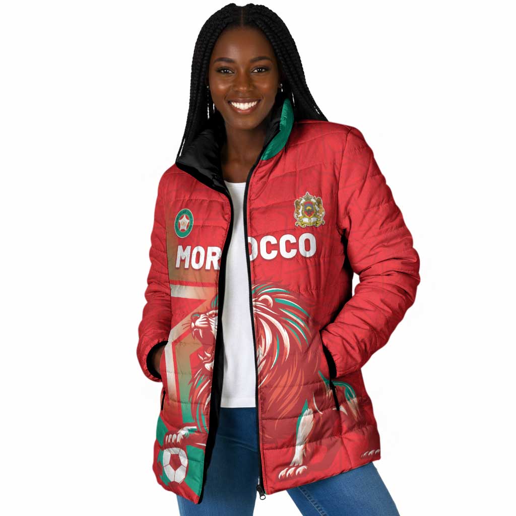 Custom Morocco WC Football 2026 Padded Jacket Go Champions Lion Spirit - Wonder Print Shop