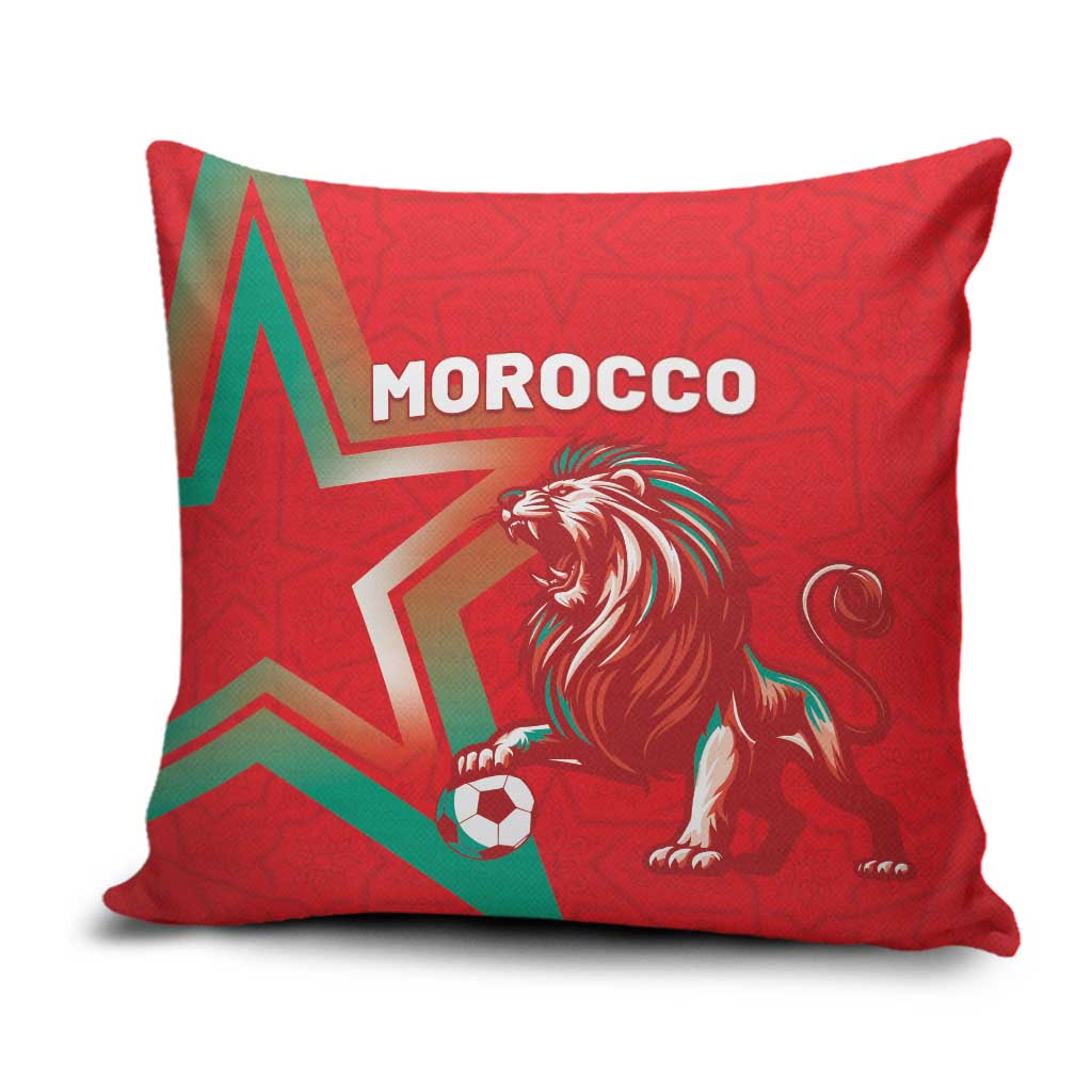 Morocco WC Football 2026 Pillow Cover Go Champions Lion Spirit - Wonder Print Shop