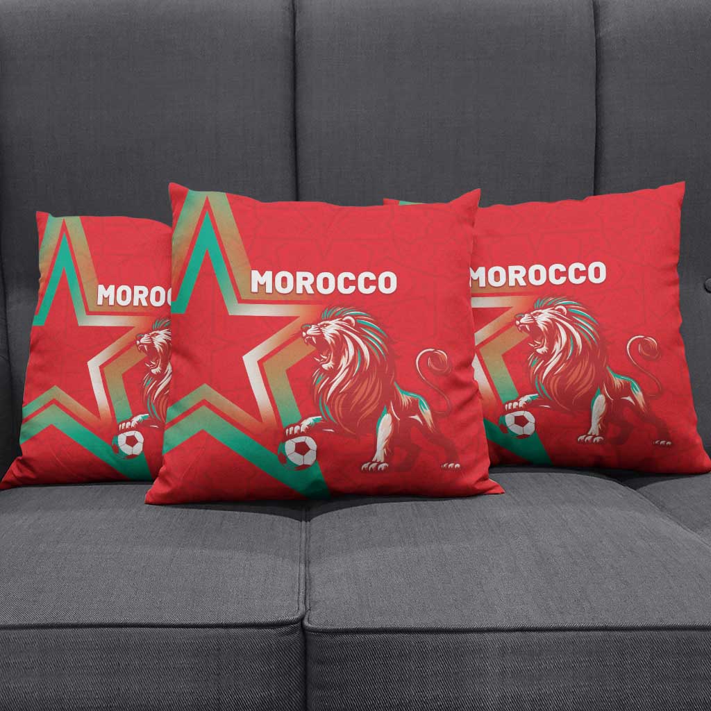 Morocco WC Football 2026 Pillow Cover Go Champions Lion Spirit - Wonder Print Shop