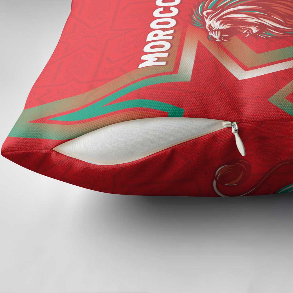 Morocco WC Football 2026 Pillow Cover Go Champions Lion Spirit - Wonder Print Shop