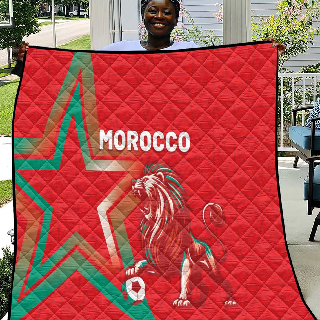 Morocco WC Football 2026 Quilt Go Champions Lion Spirit - Wonder Print Shop