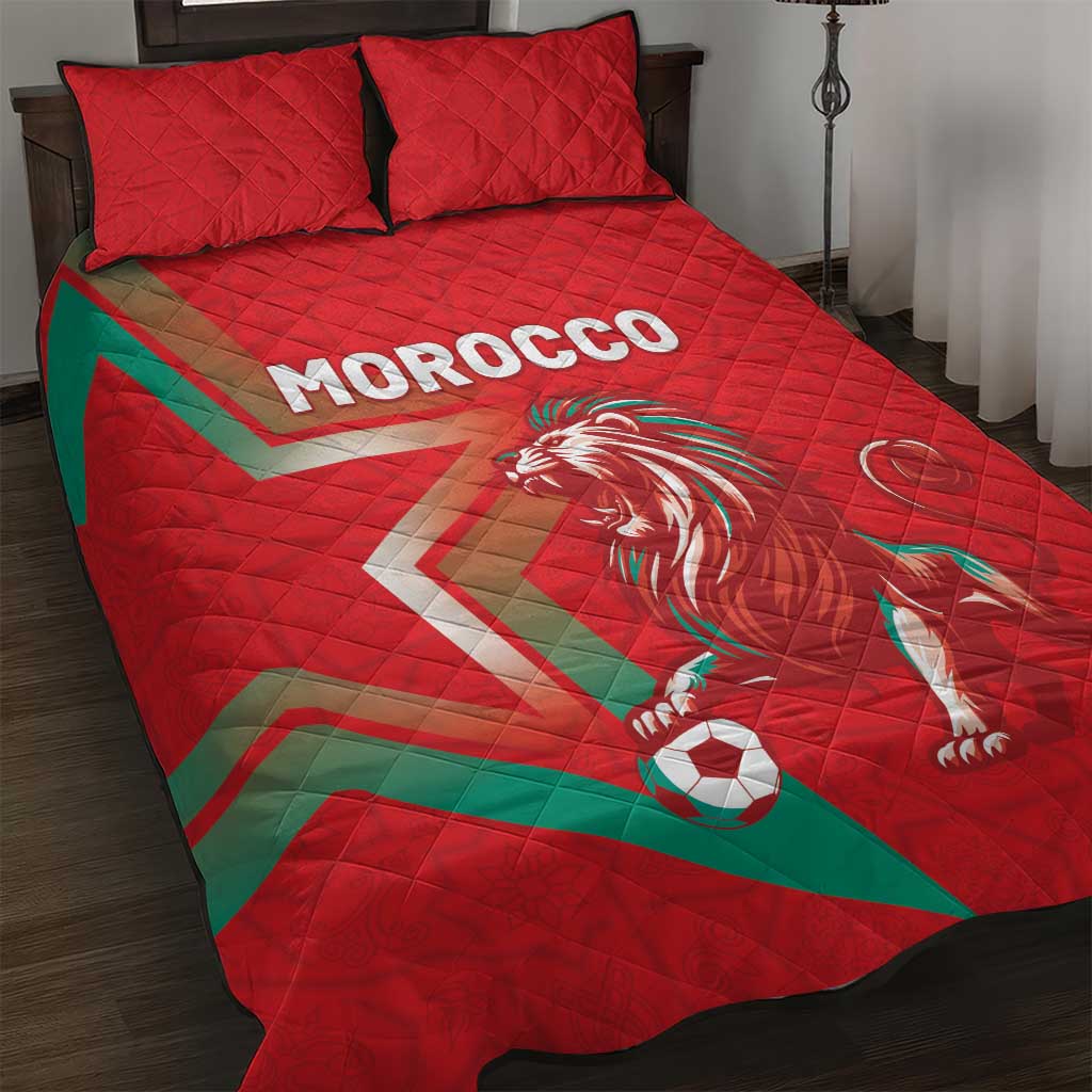 Morocco WC Football 2026 Quilt Bed Set Go Champions Lion Spirit - Wonder Print Shop