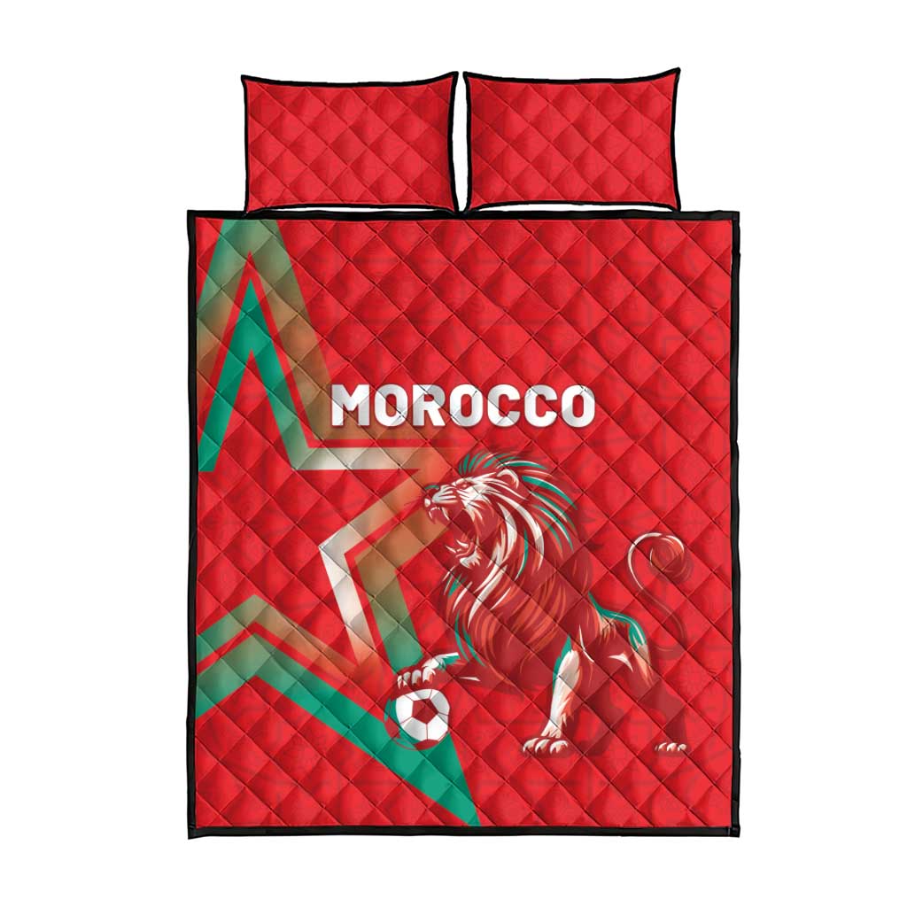 Morocco WC Football 2026 Quilt Bed Set Go Champions Lion Spirit - Wonder Print Shop