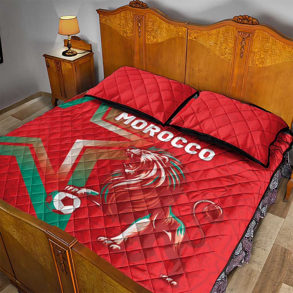 Morocco WC Football 2026 Quilt Bed Set Go Champions Lion Spirit - Wonder Print Shop