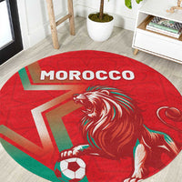 Morocco WC Football 2026 Round Carpet Go Champions Lion Spirit - Wonder Print Shop