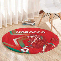 Morocco WC Football 2026 Round Carpet Go Champions Lion Spirit - Wonder Print Shop