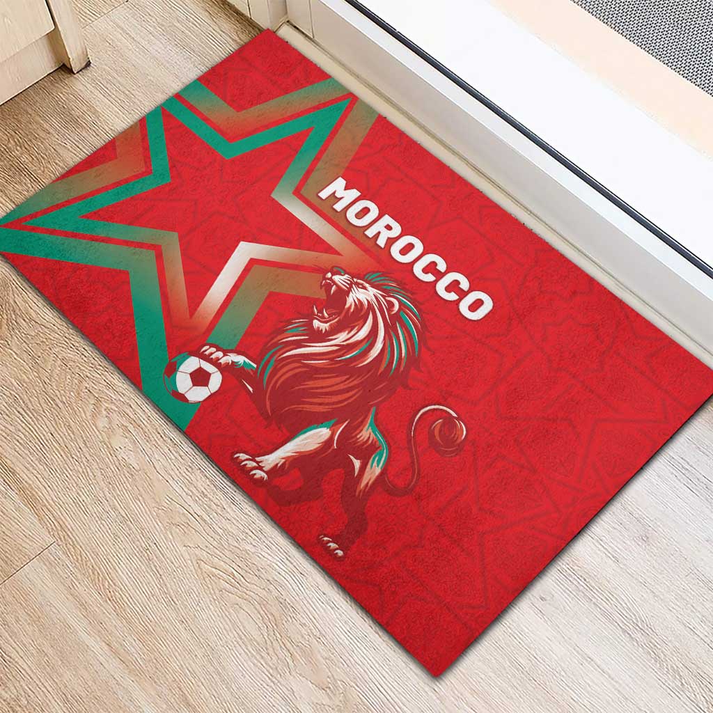 Morocco WC Football 2026 Rubber Doormat Go Champions Lion Spirit - Wonder Print Shop
