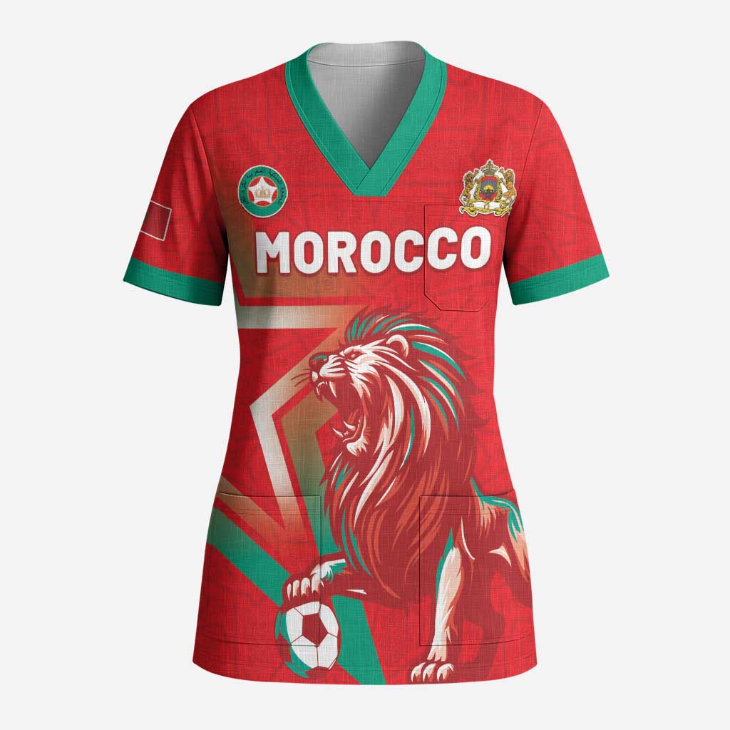 Custom Morocco WC Football 2026 Scrub Top Go Champions Lion Spirit - Wonder Print Shop