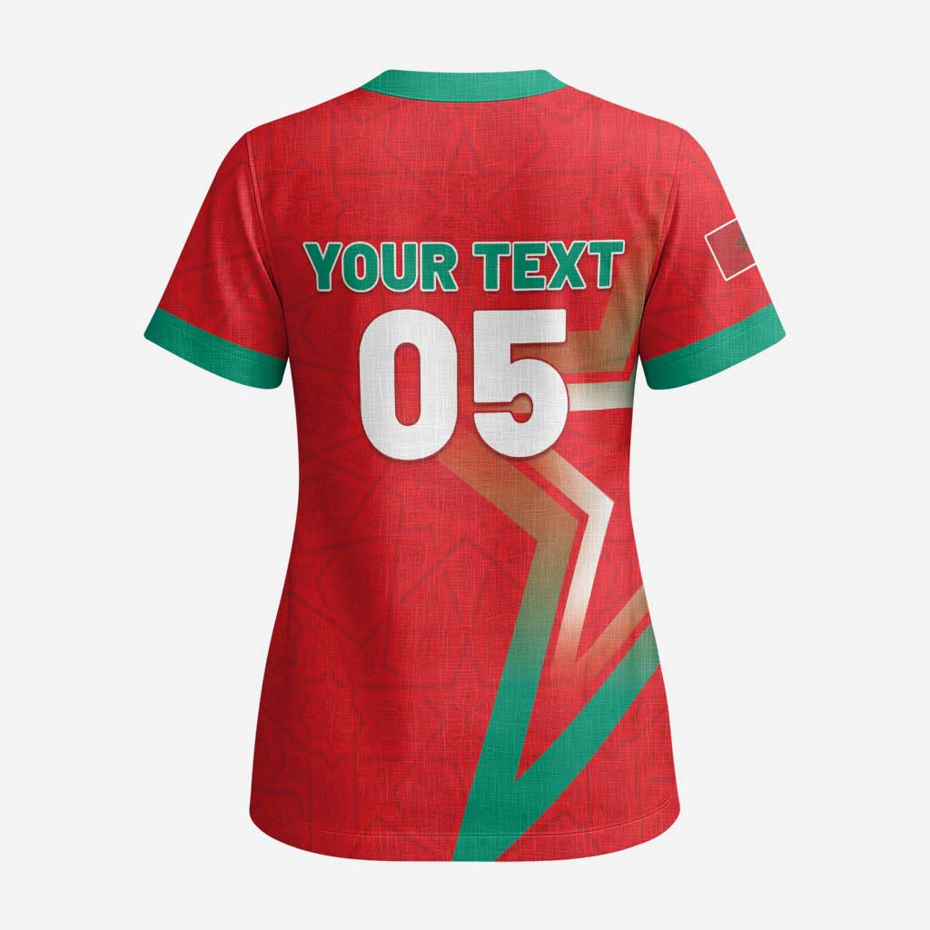 Custom Morocco WC Football 2026 Scrub Top Go Champions Lion Spirit - Wonder Print Shop