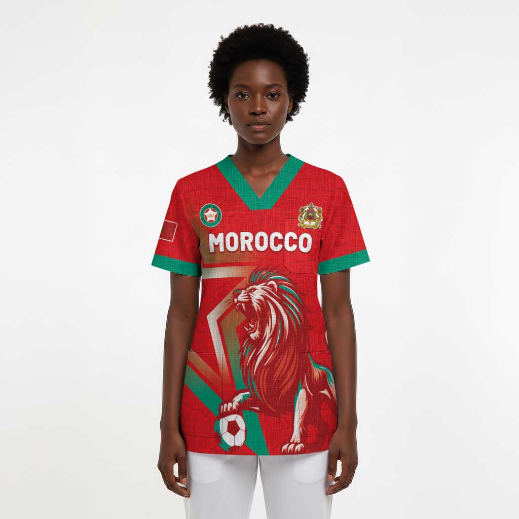 Custom Morocco WC Football 2026 Scrub Top Go Champions Lion Spirit - Wonder Print Shop