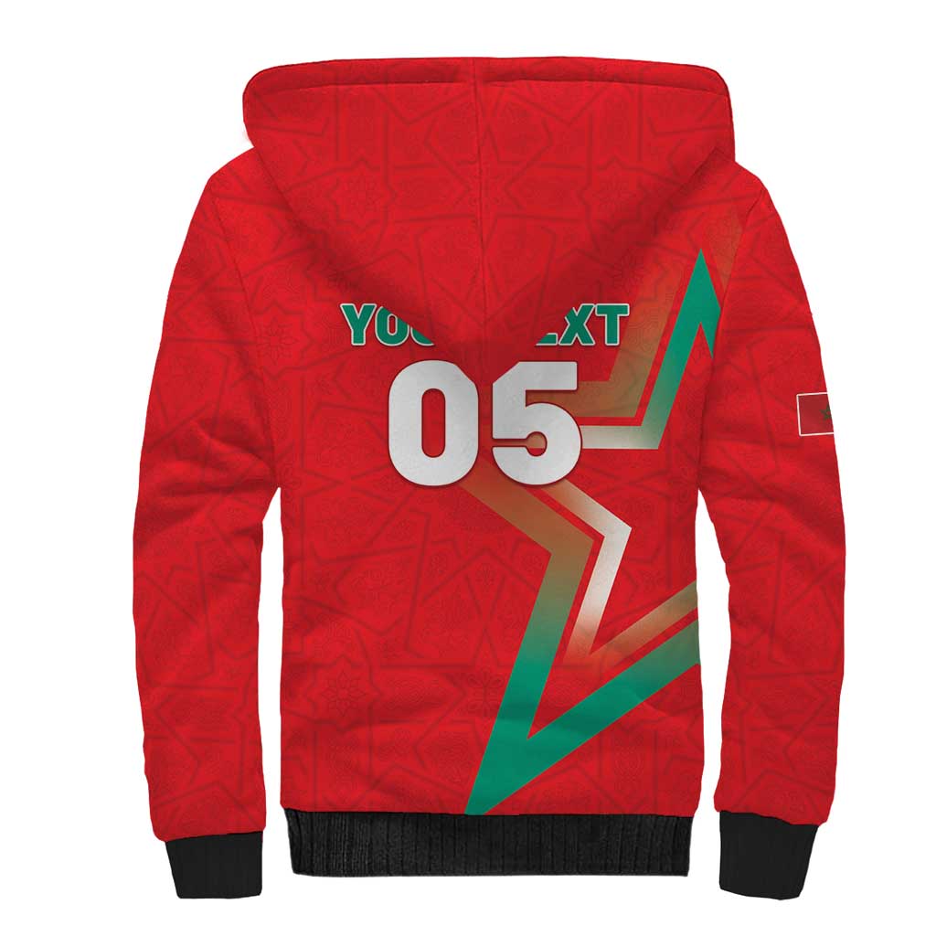 Custom Morocco WC Football 2026 Sherpa Hoodie Go Champions Lion Spirit - Wonder Print Shop