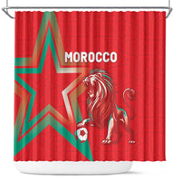 Morocco WC Football 2026 Shower Curtain Go Champions Lion Spirit - Wonder Print Shop