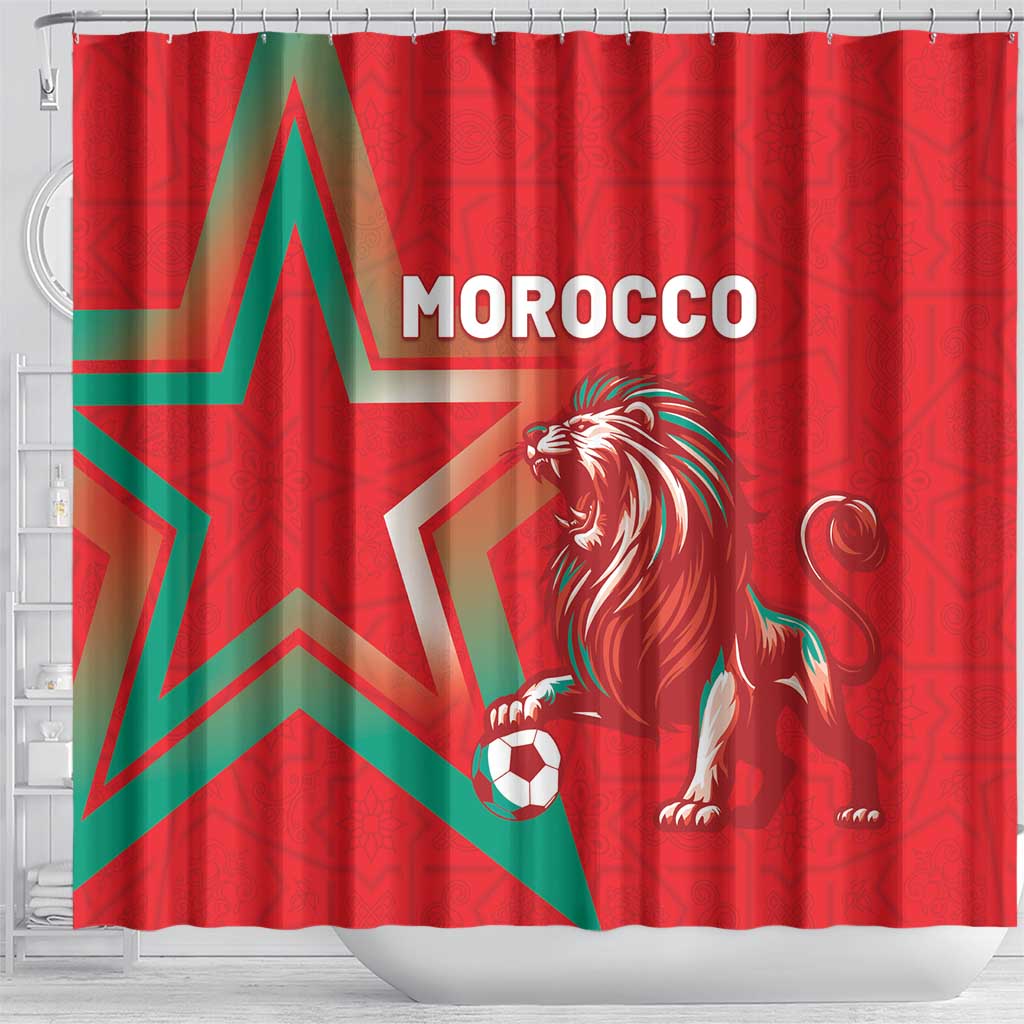 Morocco WC Football 2026 Shower Curtain Go Champions Lion Spirit - Wonder Print Shop