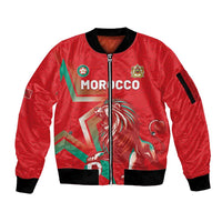 Custom Morocco WC Football 2026 Sleeve Zip Bomber Jacket Go Champions Lion Spirit - Wonder Print Shop