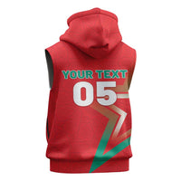 Custom Morocco WC Football 2026 Sleeveless Hoodie Go Champions Lion Spirit - Wonder Print Shop