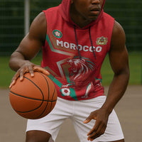 Custom Morocco WC Football 2026 Sleeveless Hoodie Go Champions Lion Spirit - Wonder Print Shop