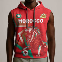 Custom Morocco WC Football 2026 Sleeveless Hoodie Go Champions Lion Spirit - Wonder Print Shop