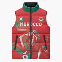 Custom Morocco WC Football 2026 Sleeveless Puffer Jacket Go Champions Lion Spirit - Wonder Print Shop