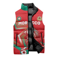 Custom Morocco WC Football 2026 Sleeveless Puffer Jacket Go Champions Lion Spirit - Wonder Print Shop