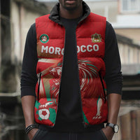 Custom Morocco WC Football 2026 Sleeveless Puffer Jacket Go Champions Lion Spirit - Wonder Print Shop