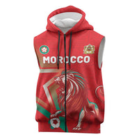 Custom Morocco WC Football 2026 Sleeveless Zip Hoodie Go Champions Lion Spirit - Wonder Print Shop
