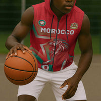 Custom Morocco WC Football 2026 Sleeveless Zip Hoodie Go Champions Lion Spirit - Wonder Print Shop