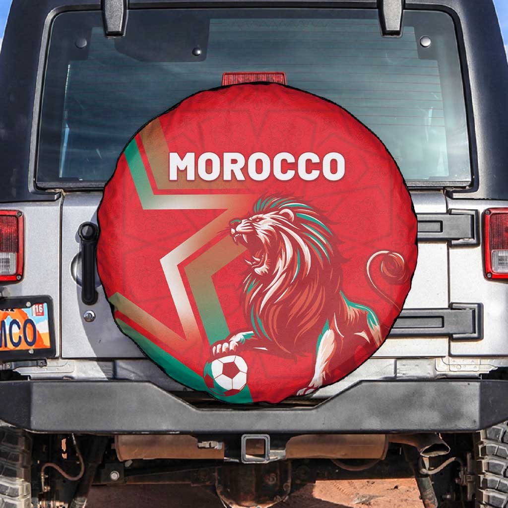 Morocco WC Football 2026 Spare Tire Cover Go Champions Lion Spirit - Wonder Print Shop