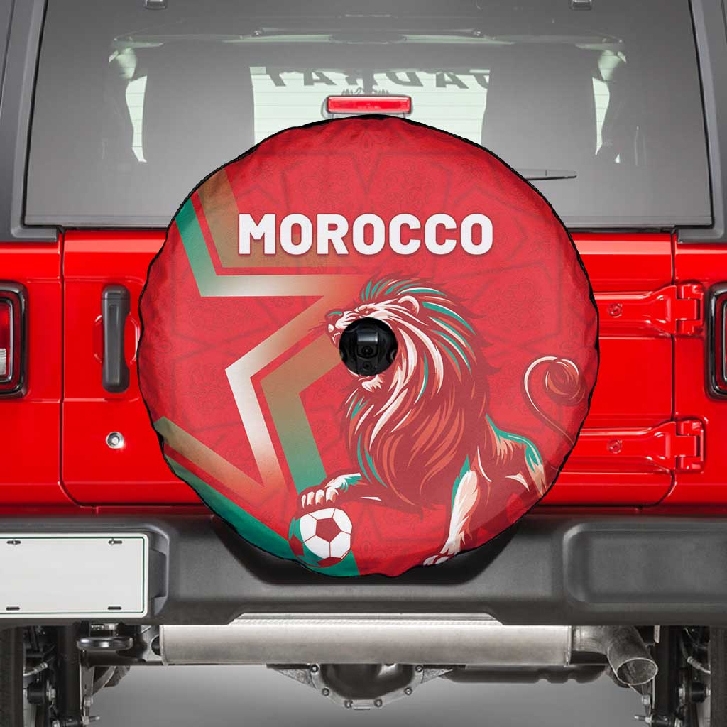 Morocco WC Football 2026 Spare Tire Cover Go Champions Lion Spirit - Wonder Print Shop