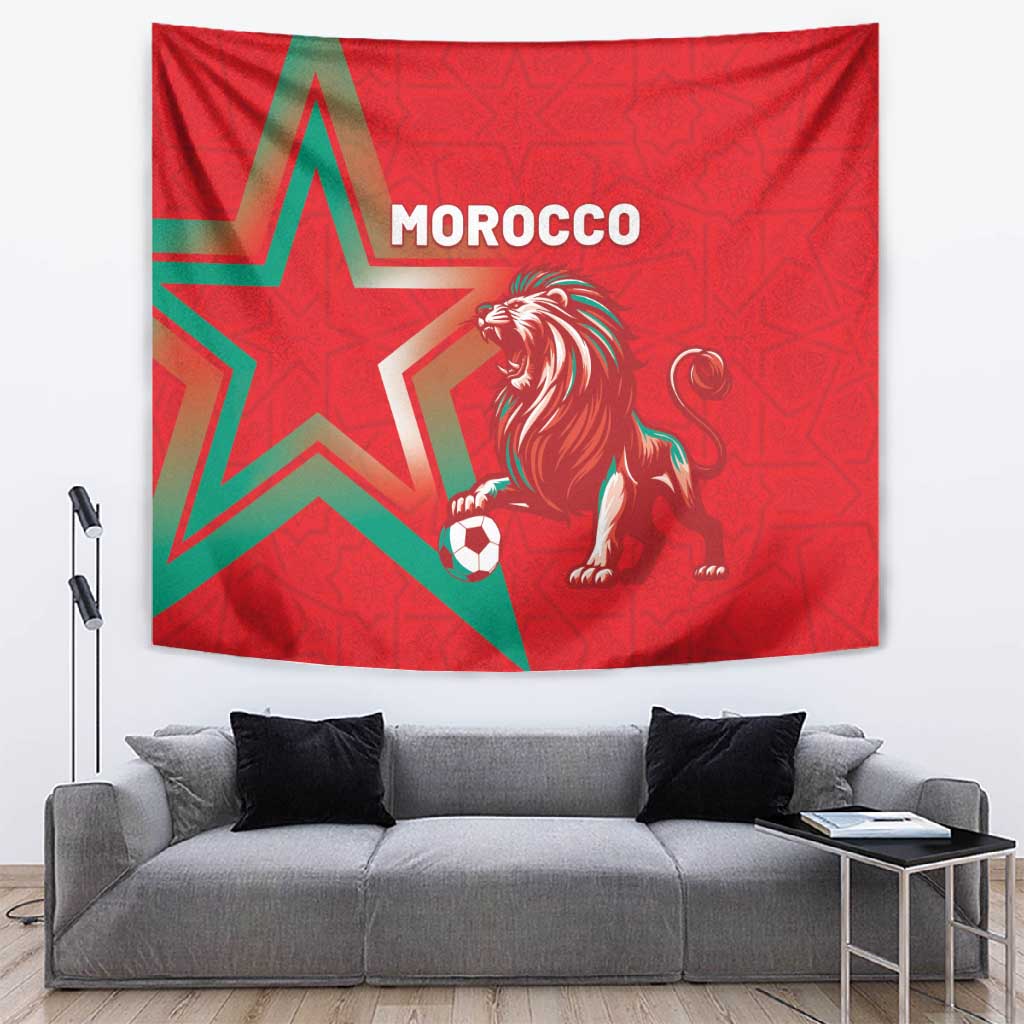 Morocco WC Football 2026 Tapestry Go Champions Lion Spirit - Wonder Print Shop